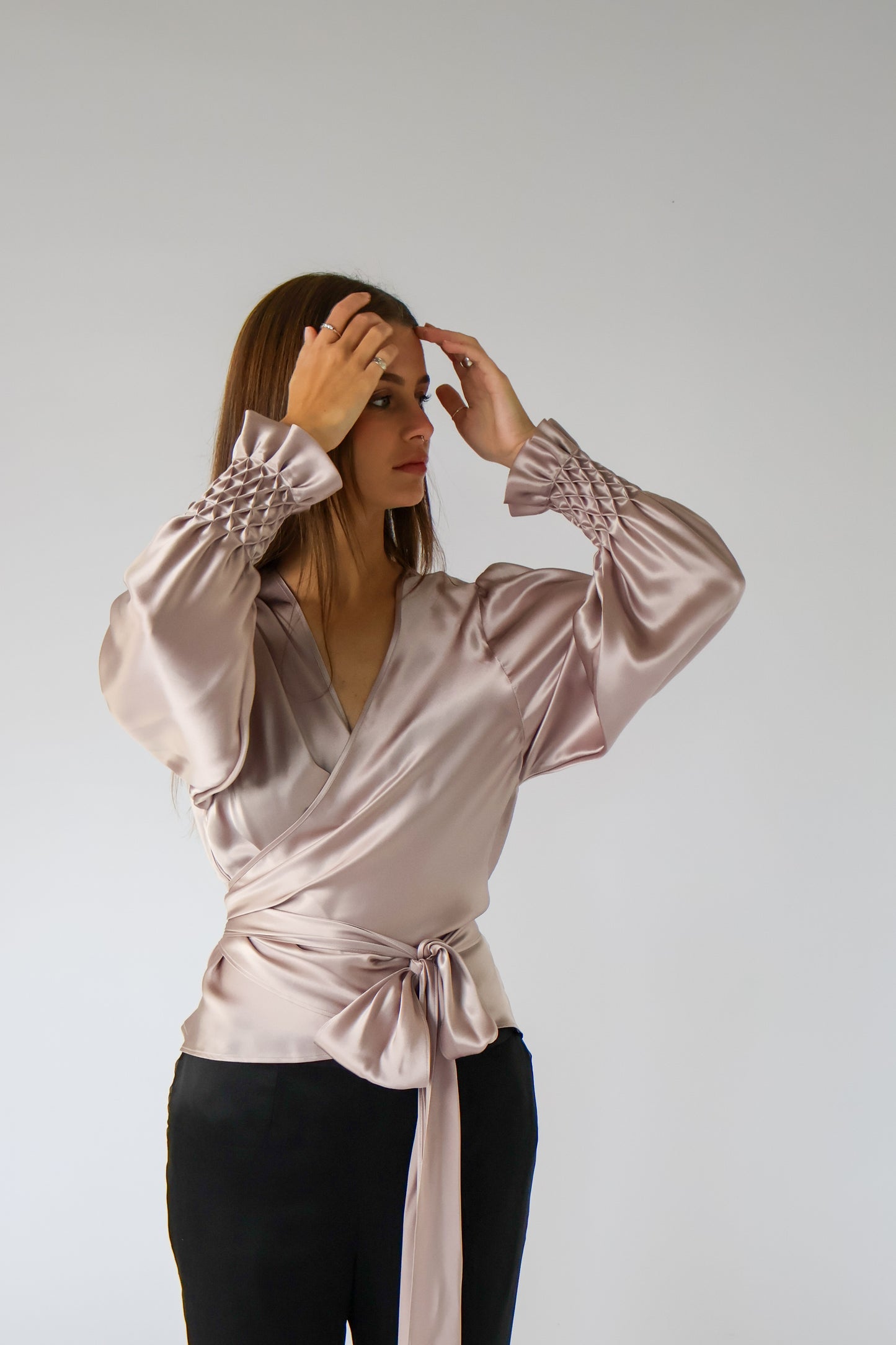 Florence Blouse - Dusty Rose Sandwash Silk Satin