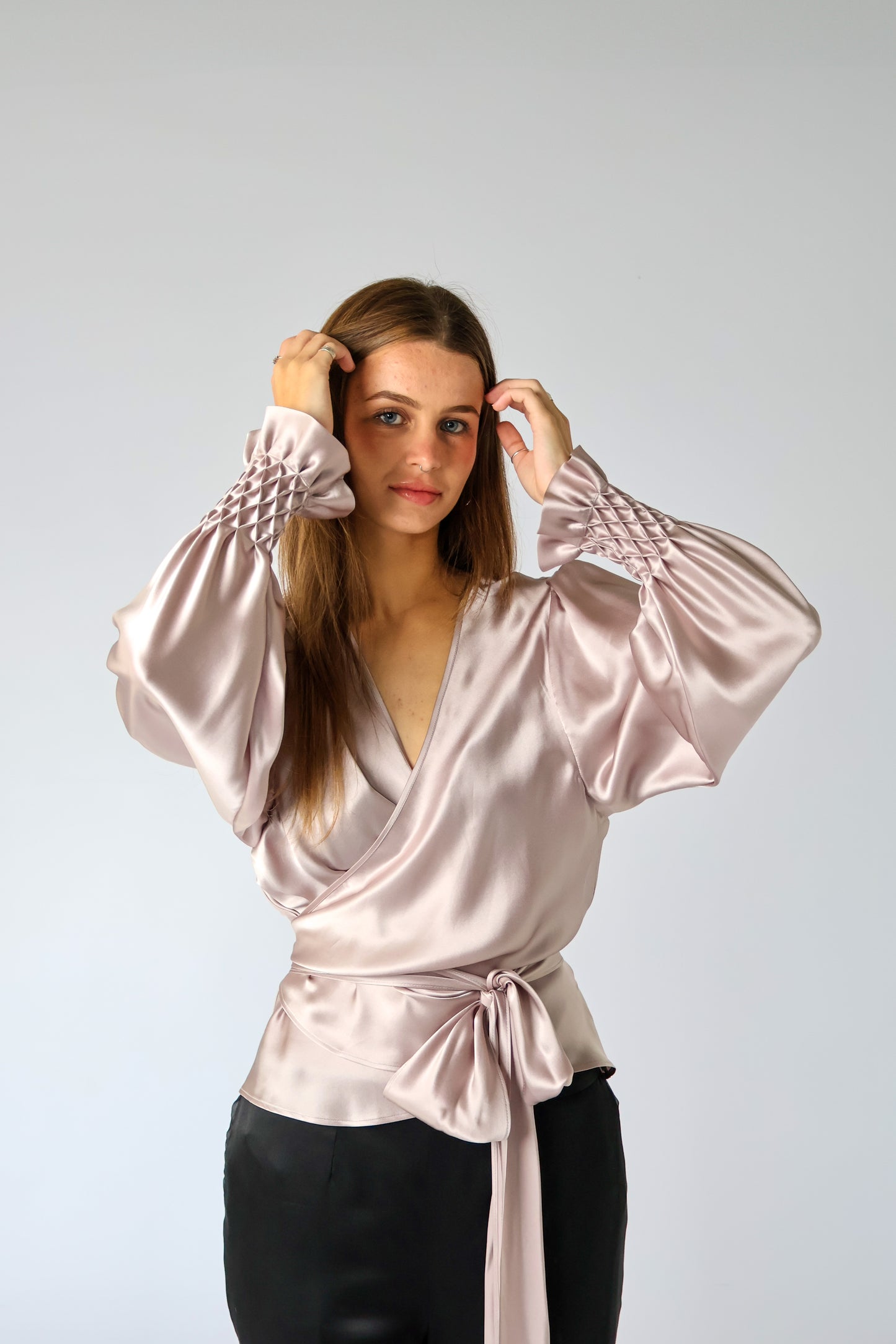 Florence Blouse - Dusty Rose Sandwash Silk Satin