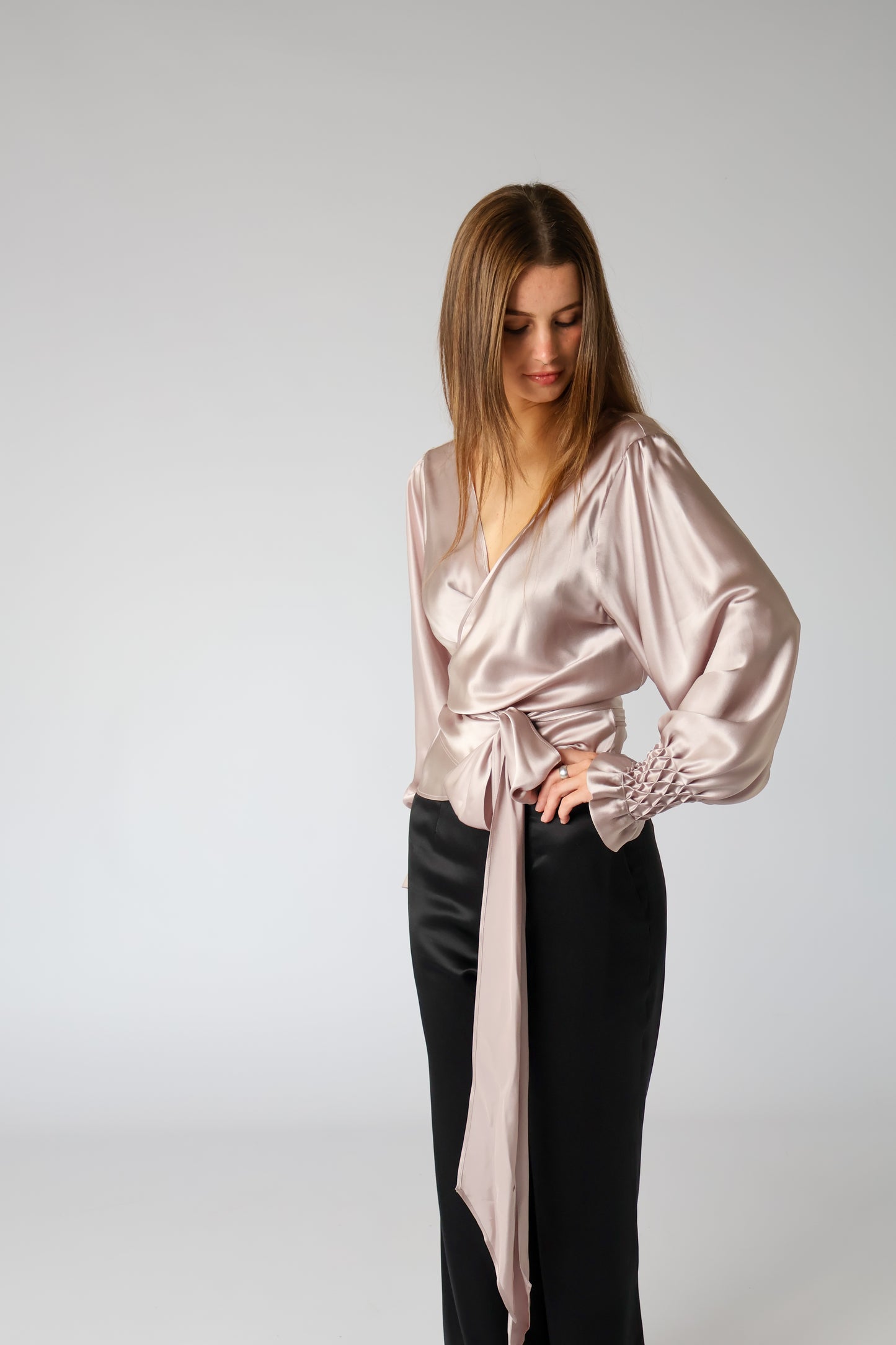 Florence Blouse - Dusty Rose Sandwash Silk Satin