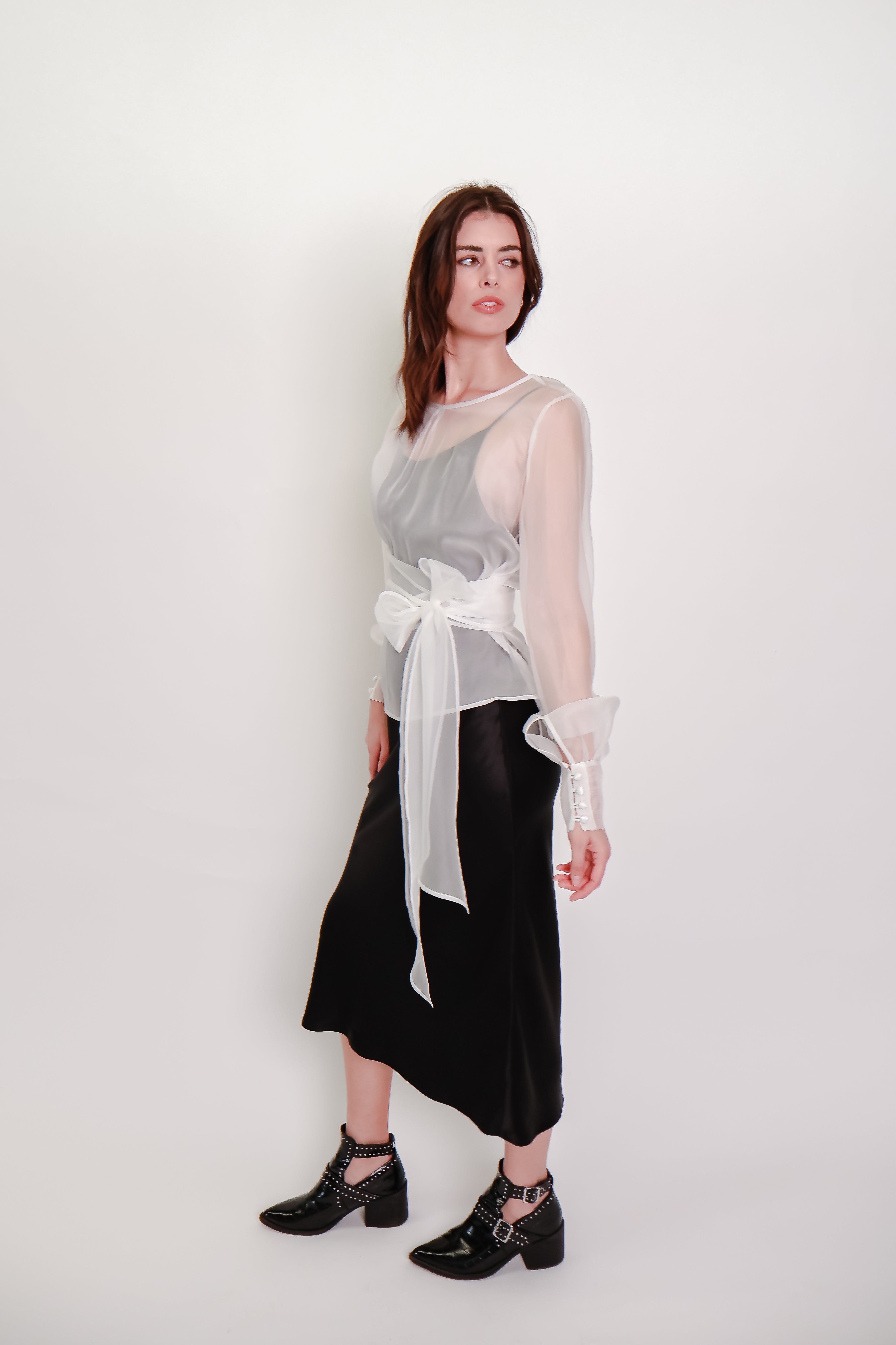 Silk Organza Wrap Blouse - Ivory