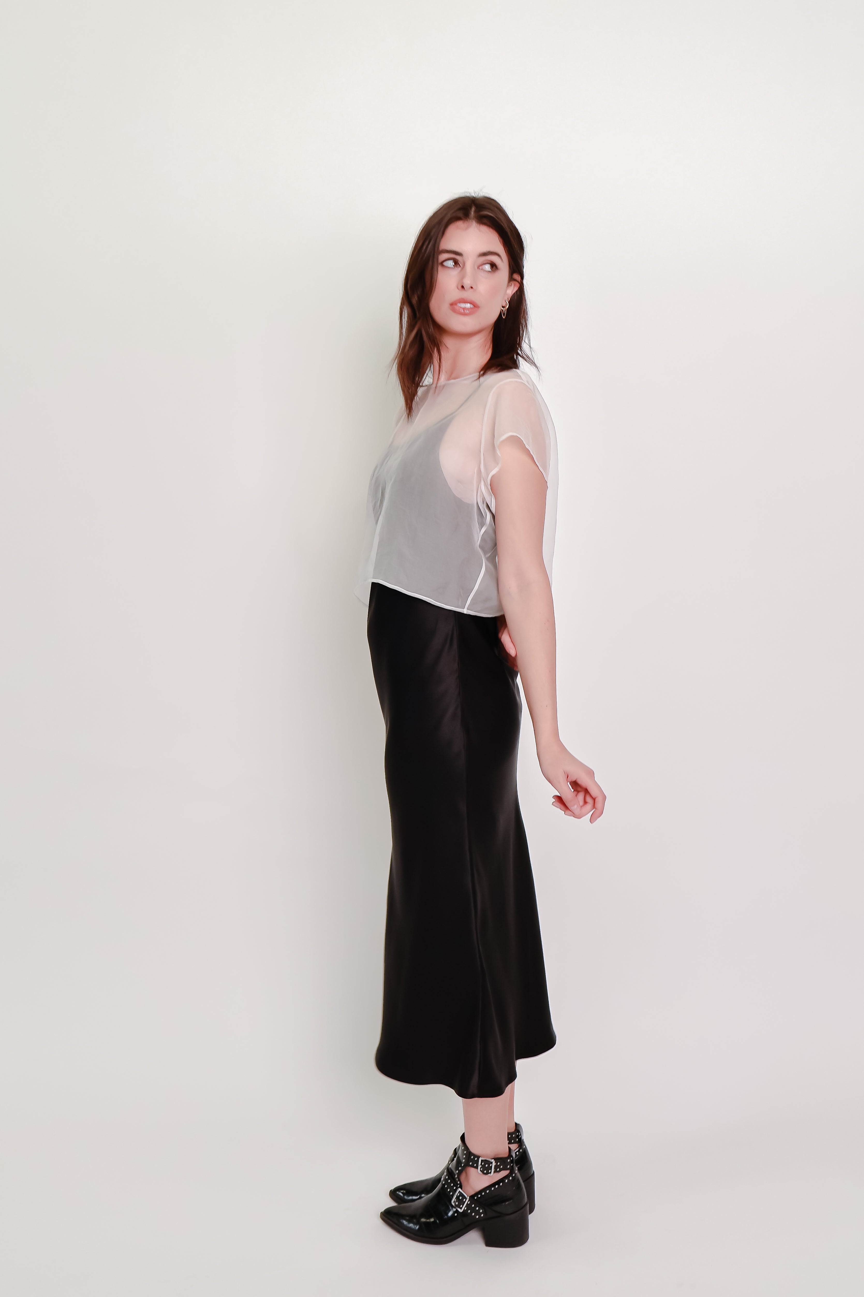 Silk Organza Cropped Tee - Ivory