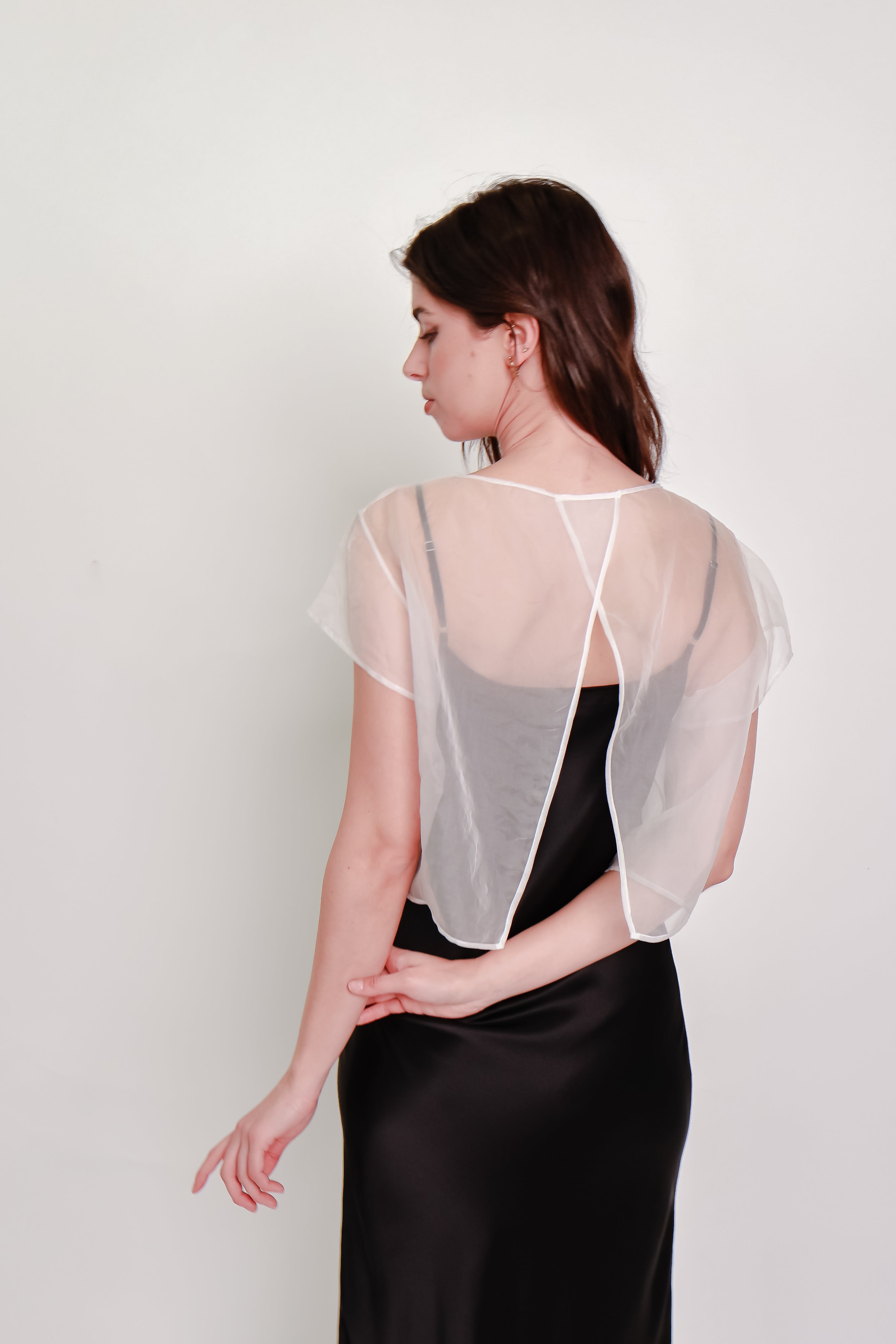 Silk Organza Cropped Tee - Ivory