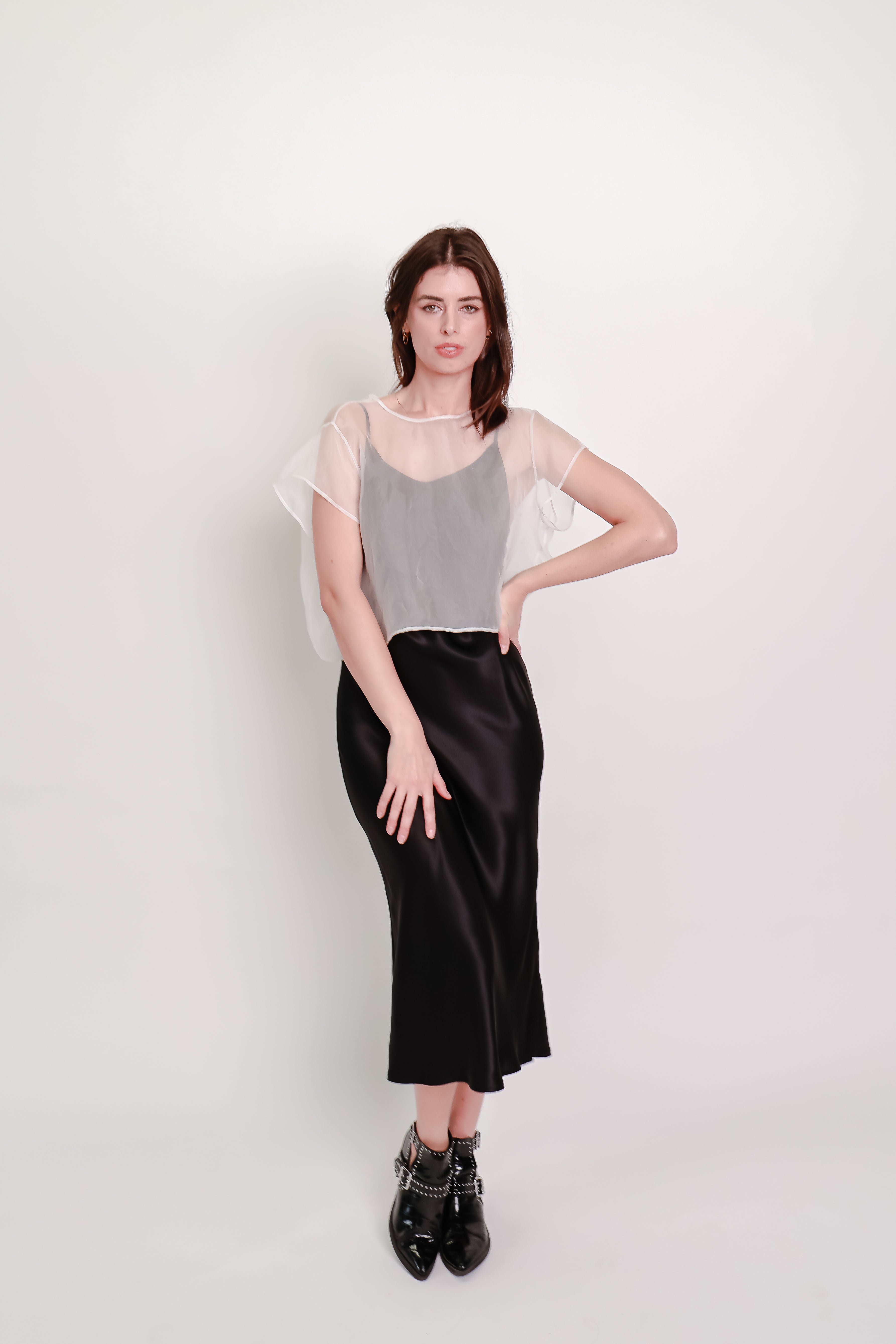 Silk Organza Cropped Tee - Ivory