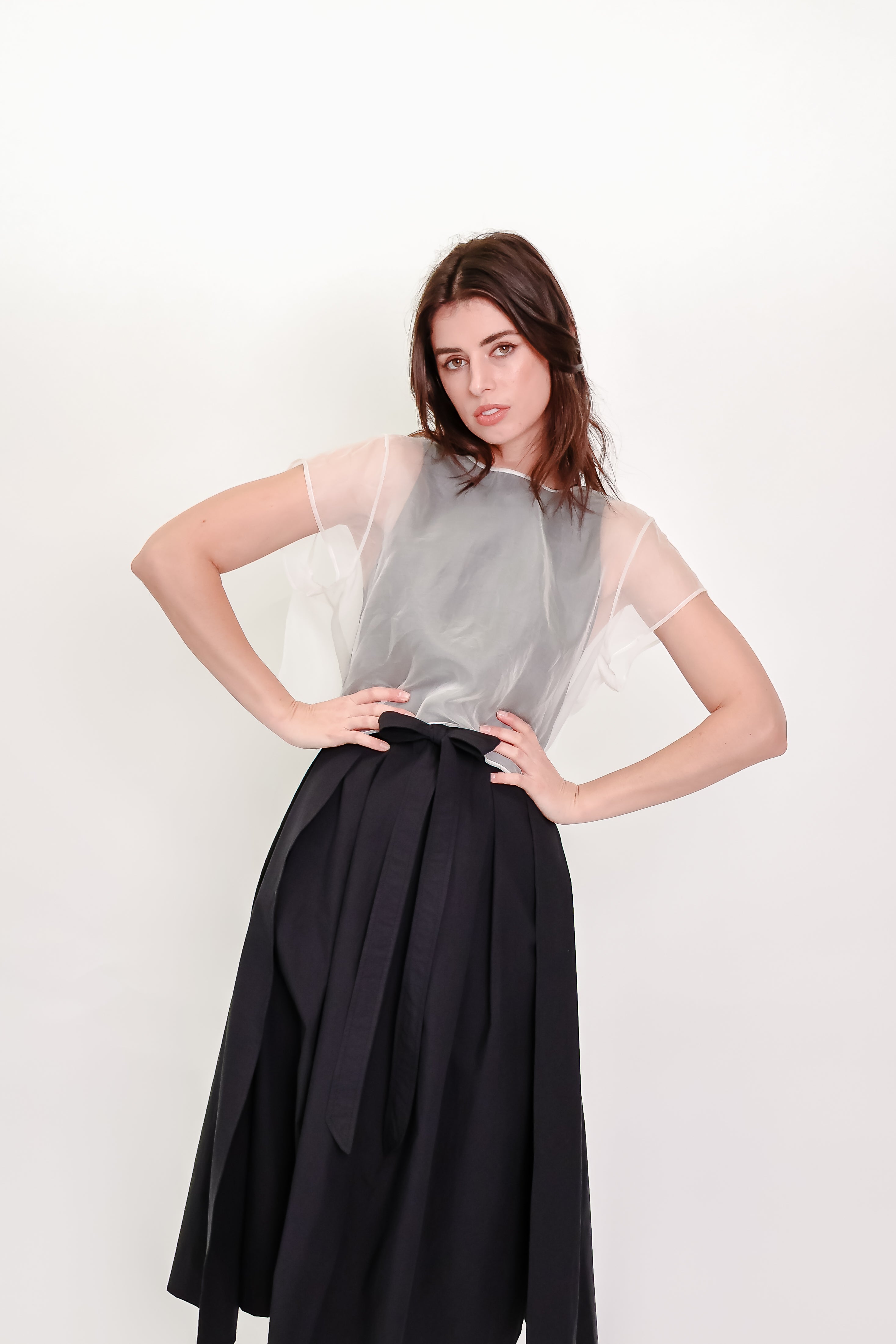 Silk Organza Cropped Tee - Ivory