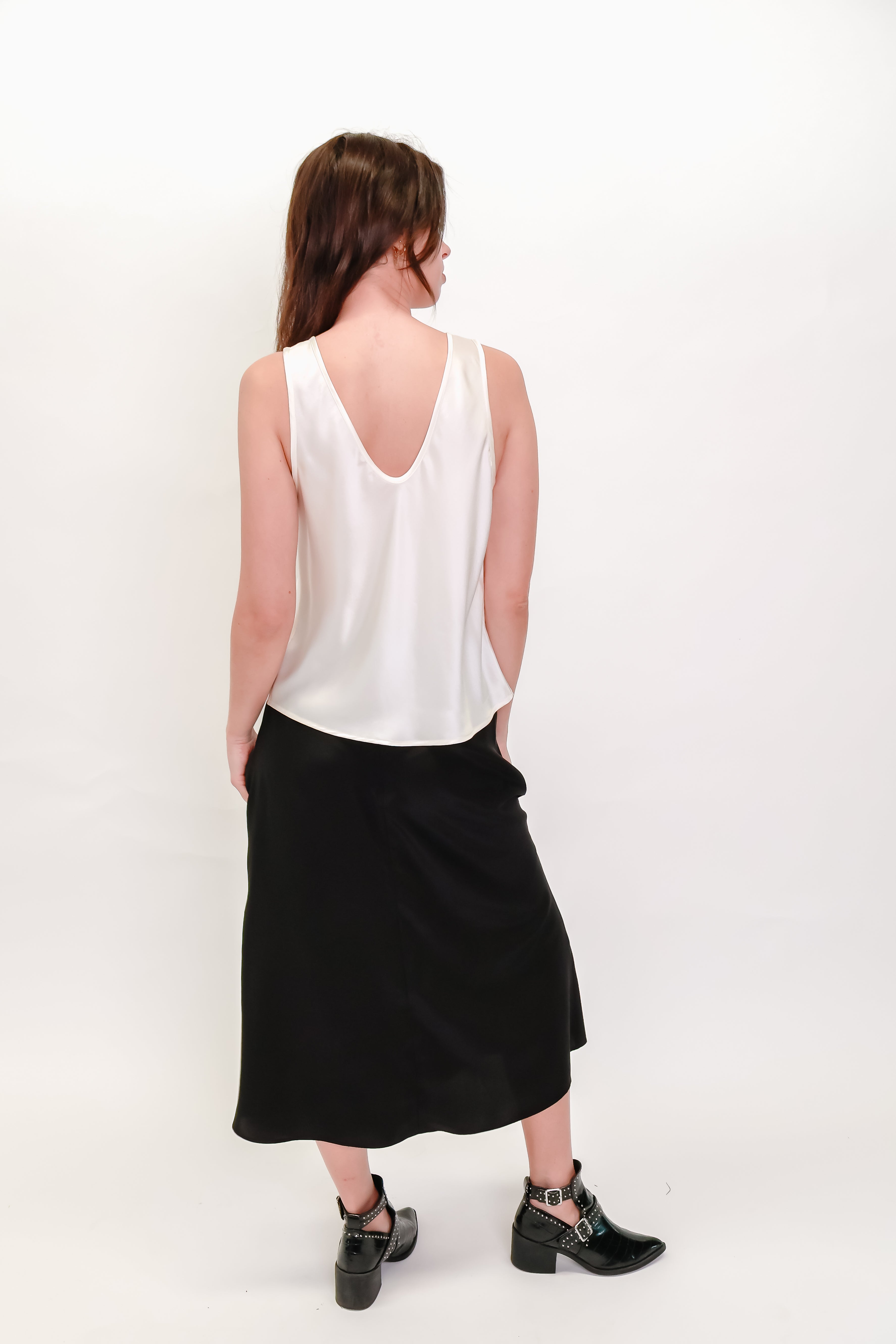 Bias Cut Silk Satin Tank Top – Ivory Sandwashed Silk