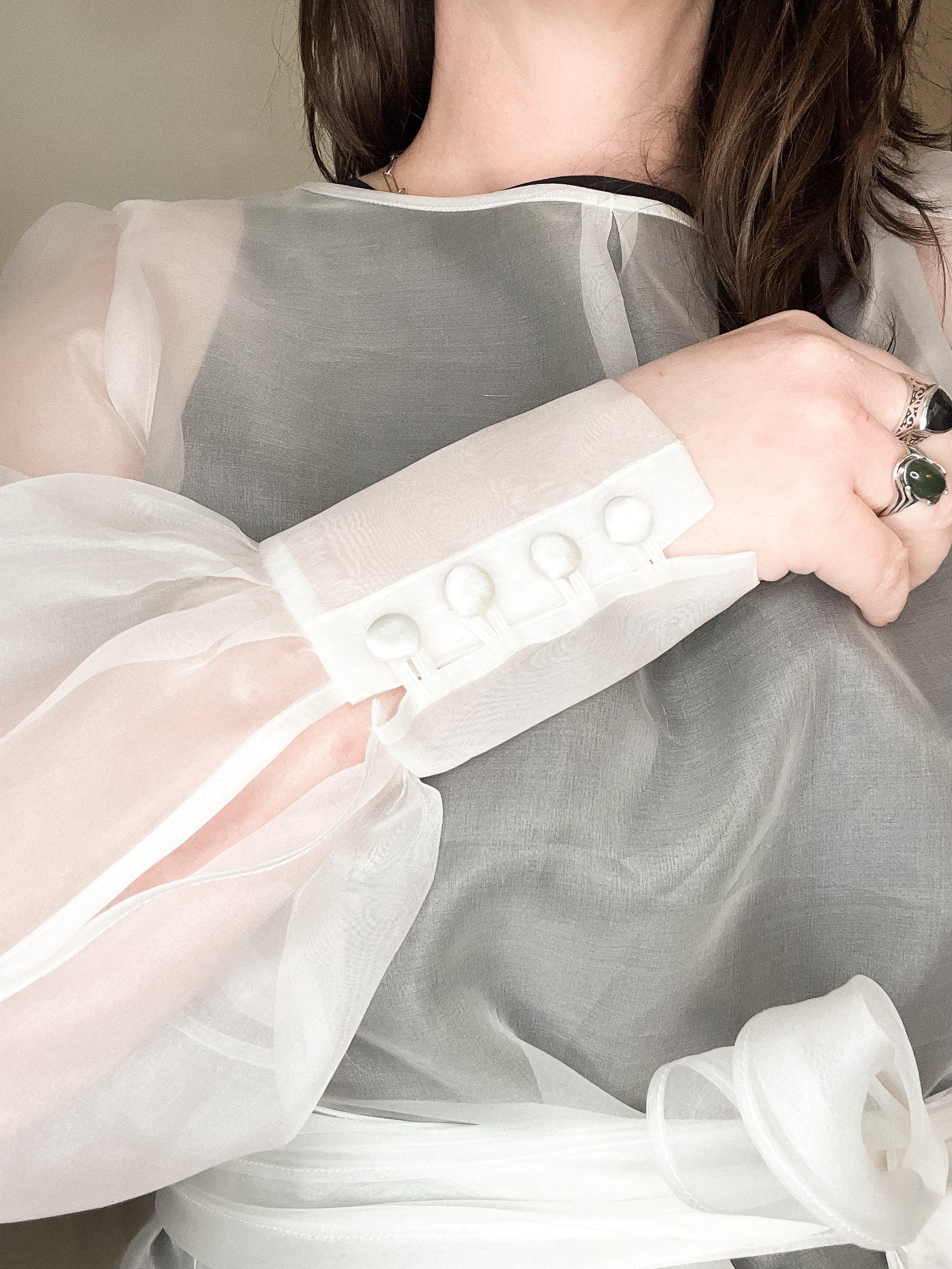 Silk Organza Blouse with Ties