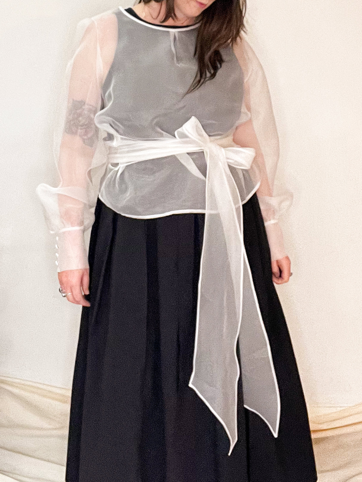 Silk Organza Blouse with Ties