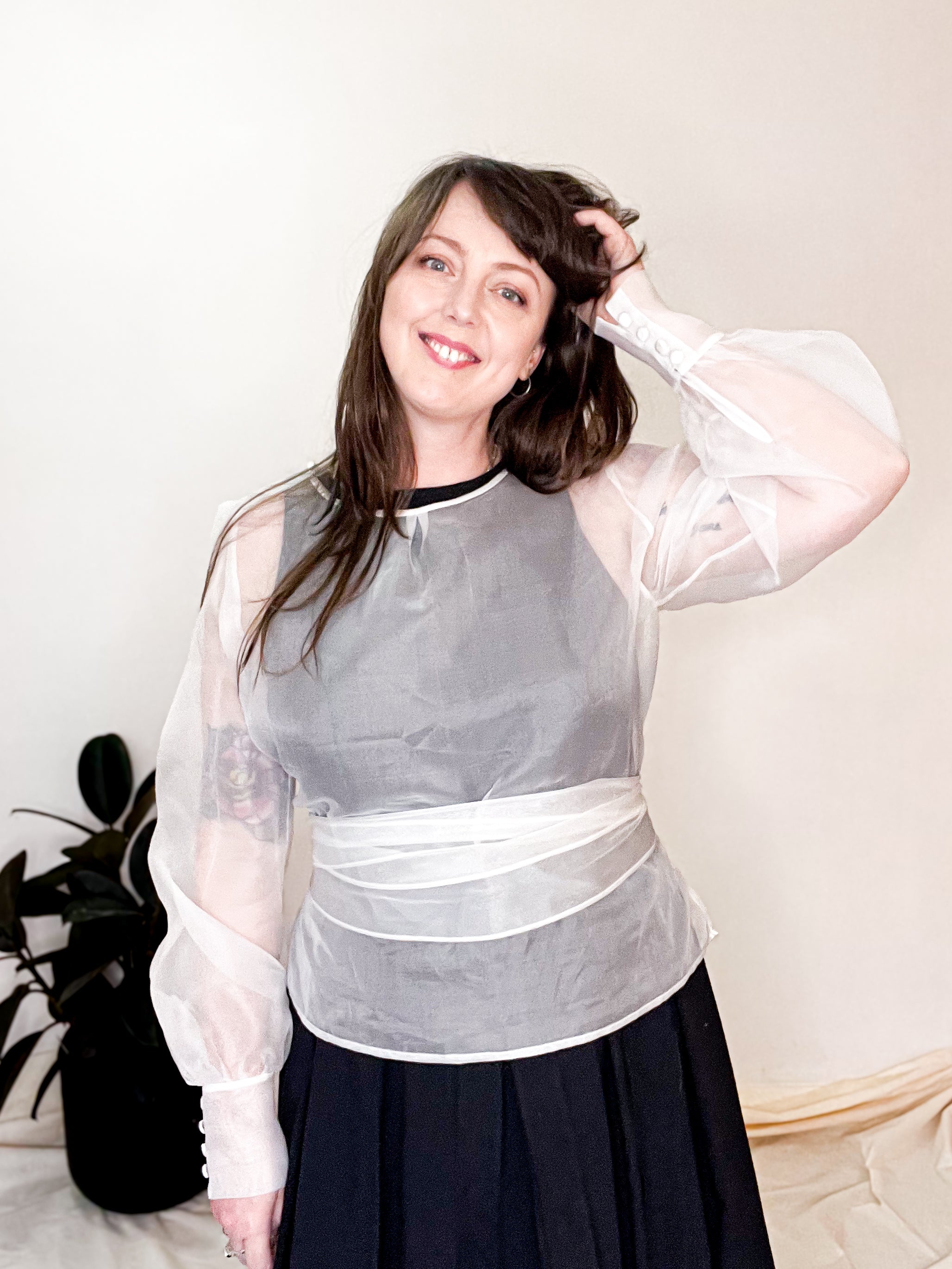 Silk Organza Blouse with Ties