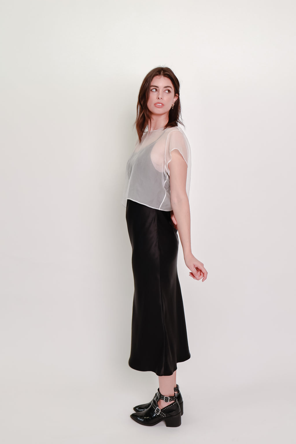 Silk Organza Cropped Tee - Ivory
