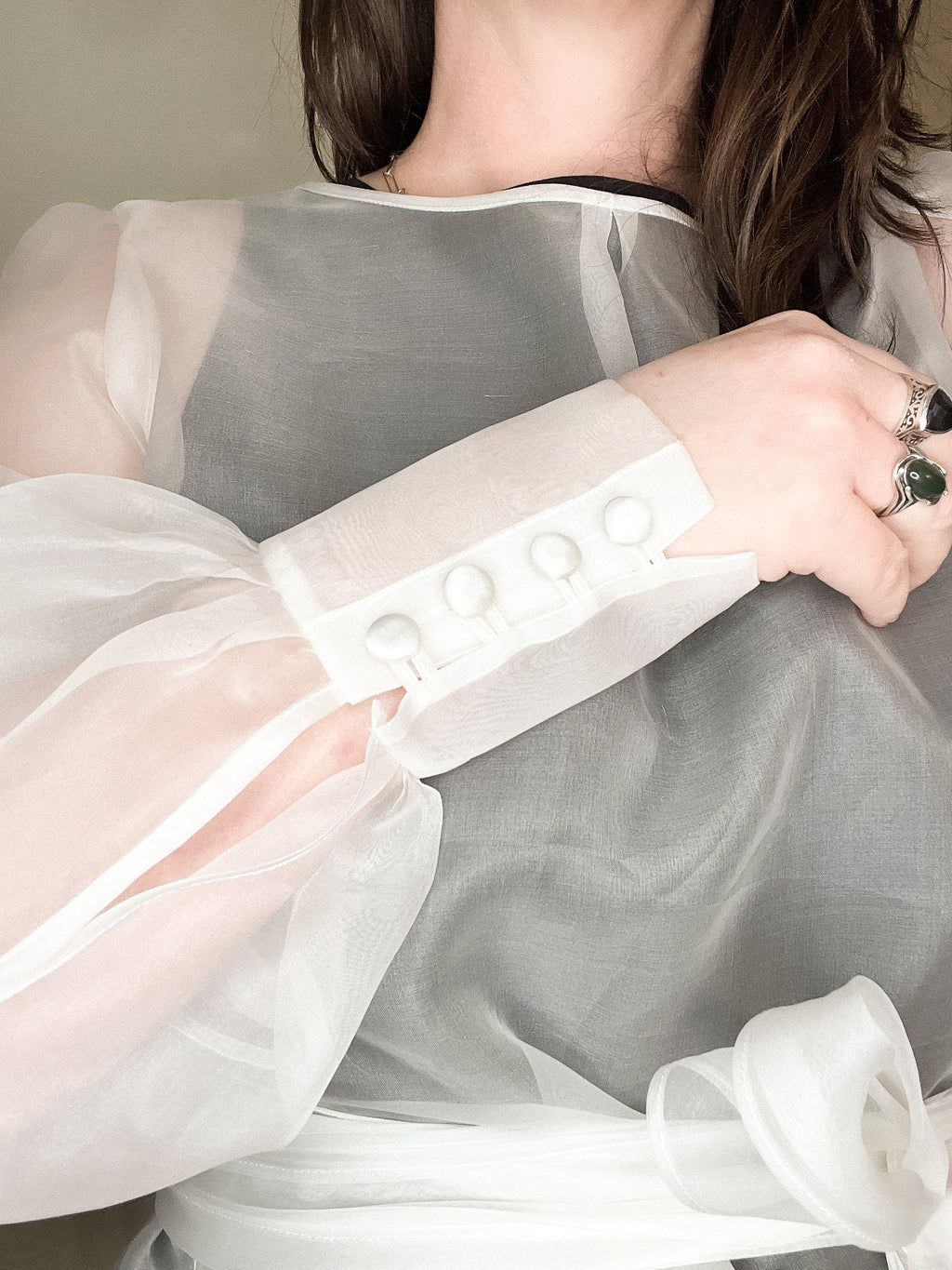 Silk Organza Blouse with Ties
