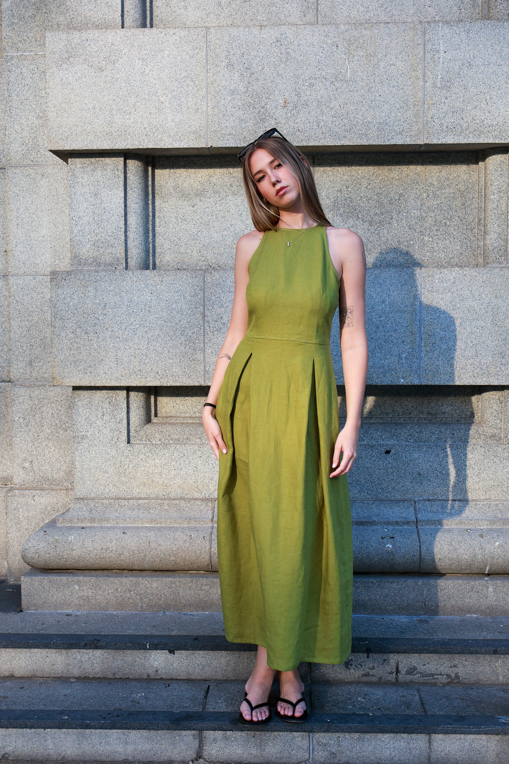 The Olive Linen Dress