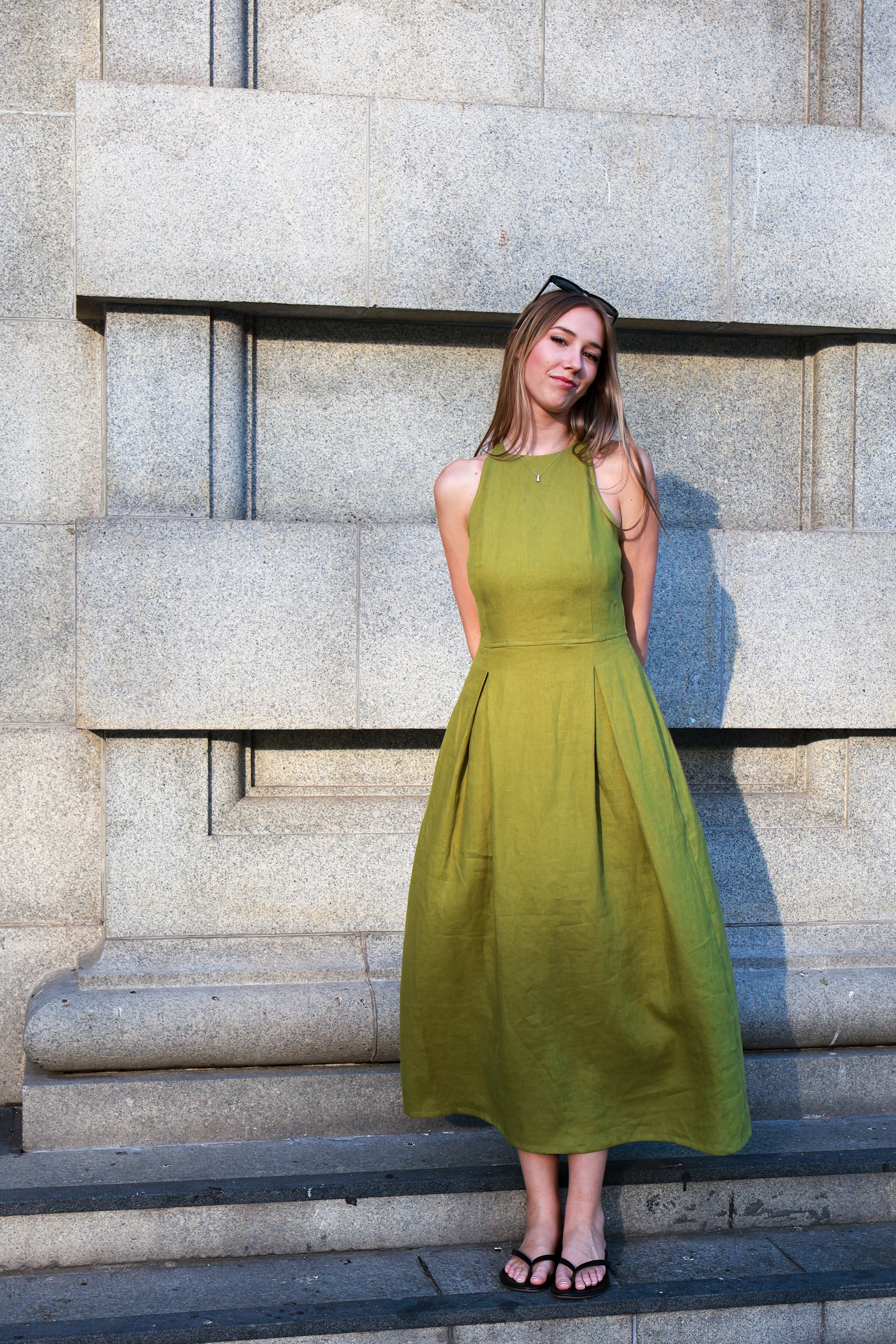 The Olive Linen Dress